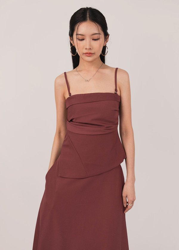 Swaying Asymmetrical Top in Dusk Maroon