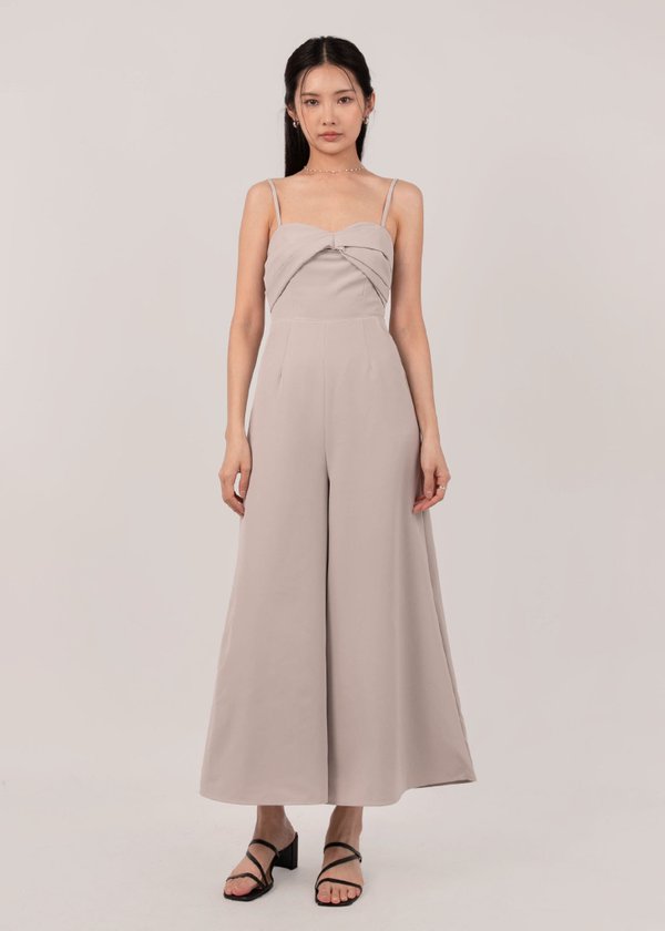 Holly Jolly Knotted Jumpsuit in Taupe