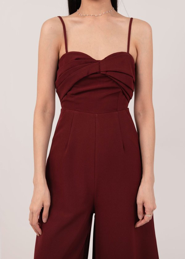 Holly Jolly Knotted Jumpsuit in Dark Red