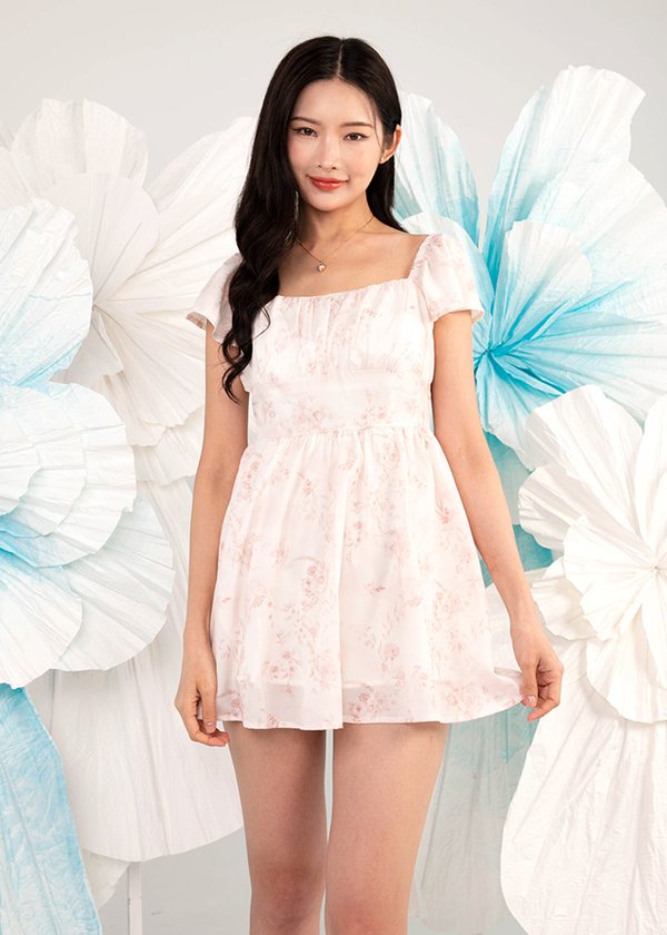 Reverie Mini Dress Romper in Pastel Pink