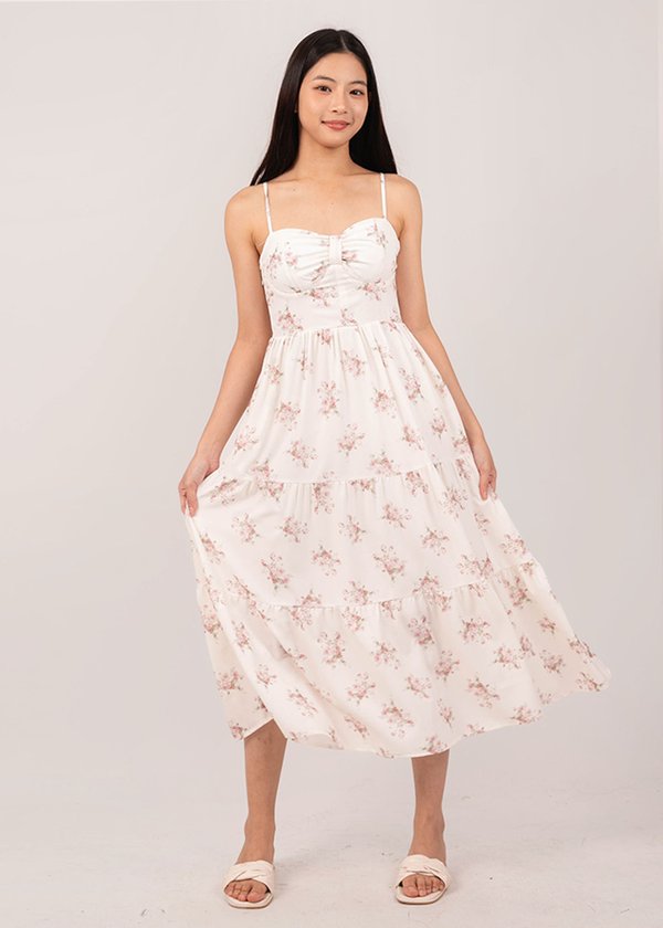 Fresh Blooms Midi Dress in Blush Red