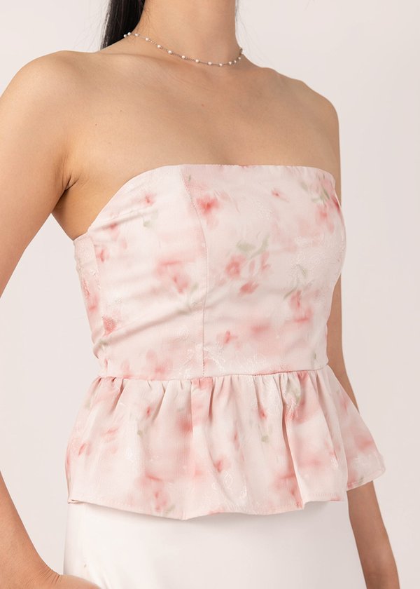 Misty Hues Peplum Top in Watercolour Pastel Red