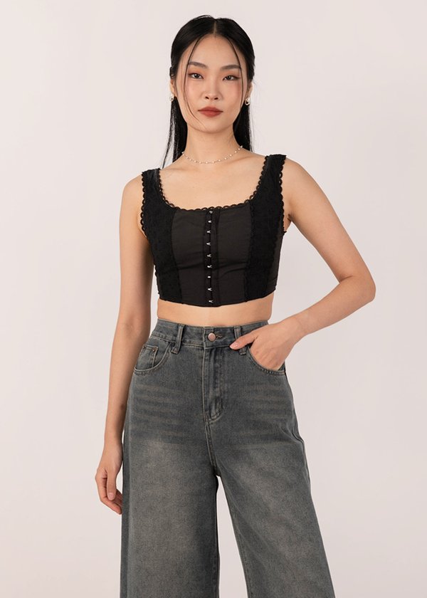 Hannie Lace Corset Top in Black