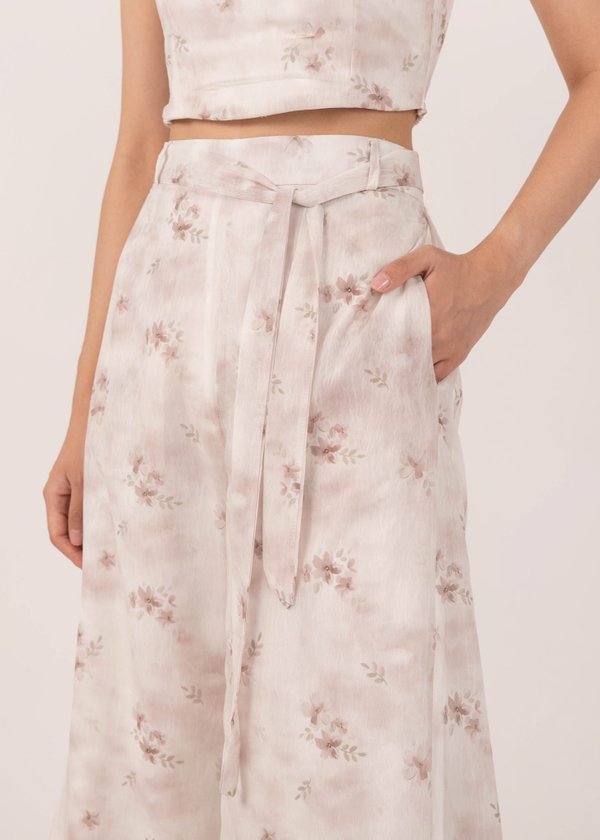 Ripple Watercolour Pants in Pastel Brown Florals