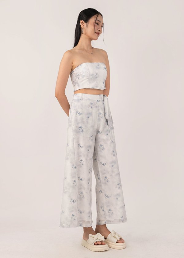 Ripple Watercolour Pants in Blue Florals