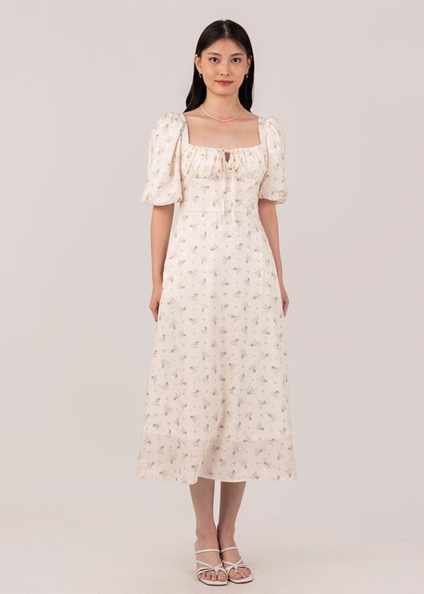 Summer Garden Midi Dress in Soft Periwinkle Florals