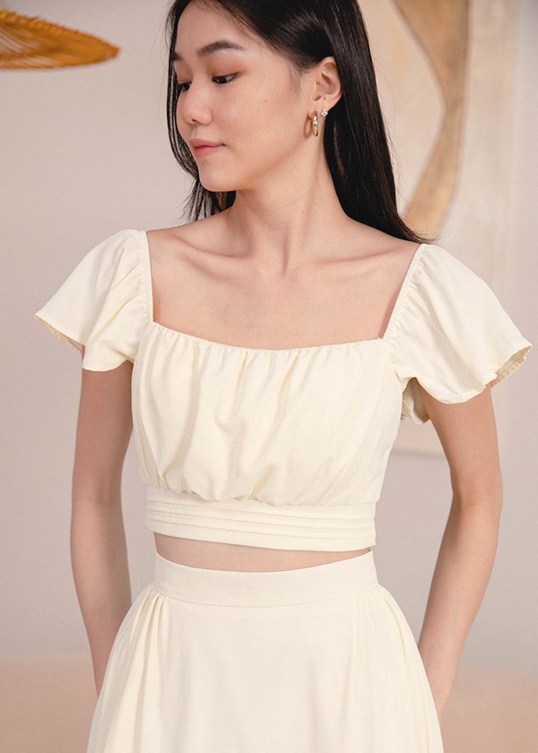 Escape Flutter Top in Soft Yellow