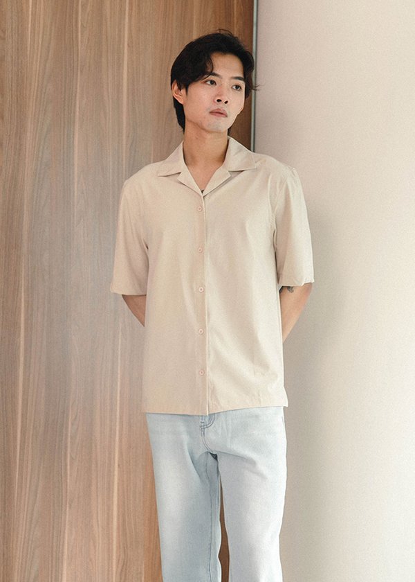 (MEN) Cityline Button Up Shirt in Sand