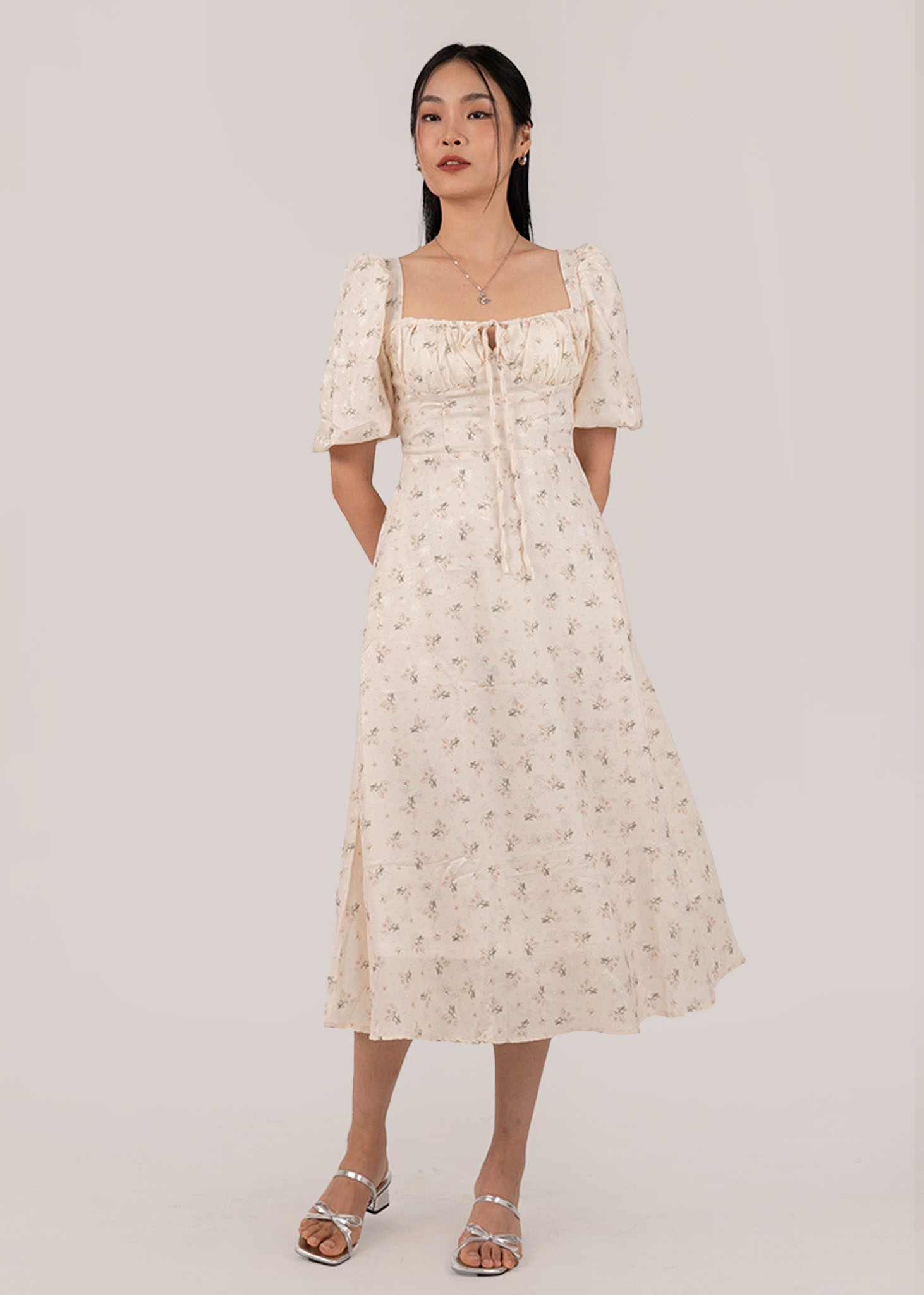 white summer garden midi dress Garden Midi Dress ~ Ivory Luxe Satin XL