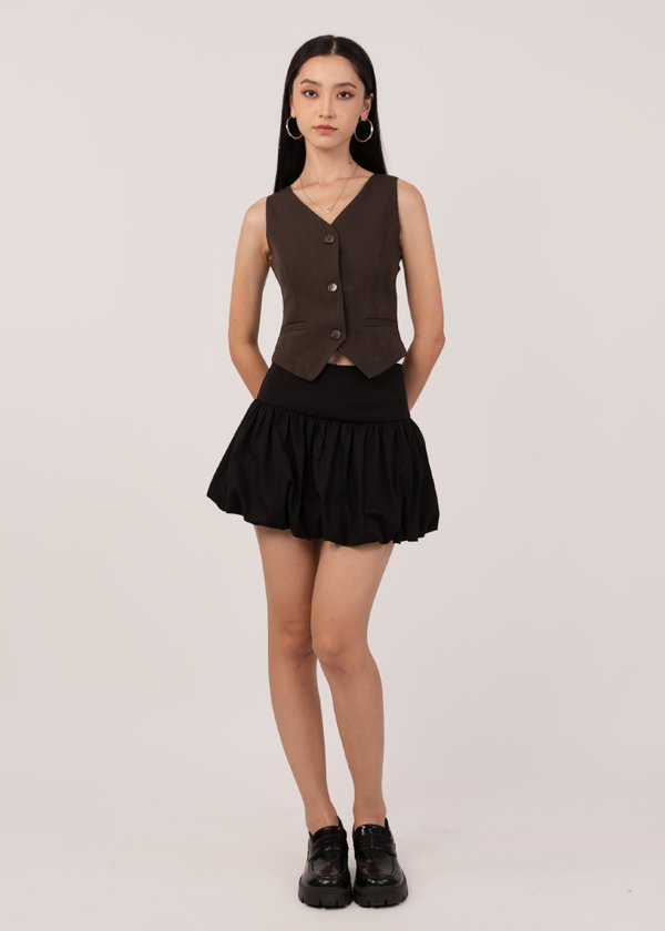 Accent Buckle Vest Top in Brunette Brown