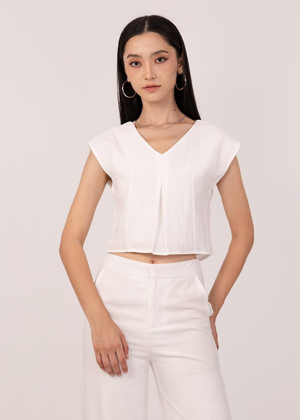 Workday Linen Boxy Top in White