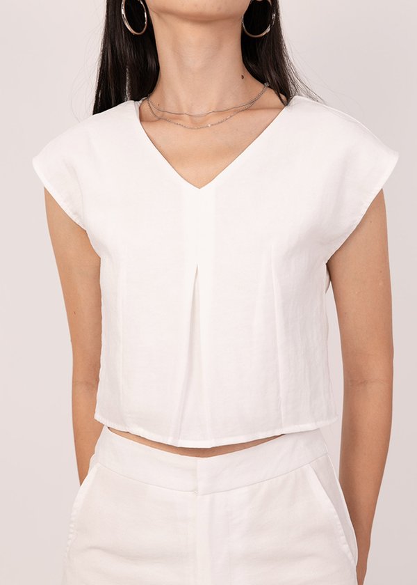 Workday Linen Boxy Top in White