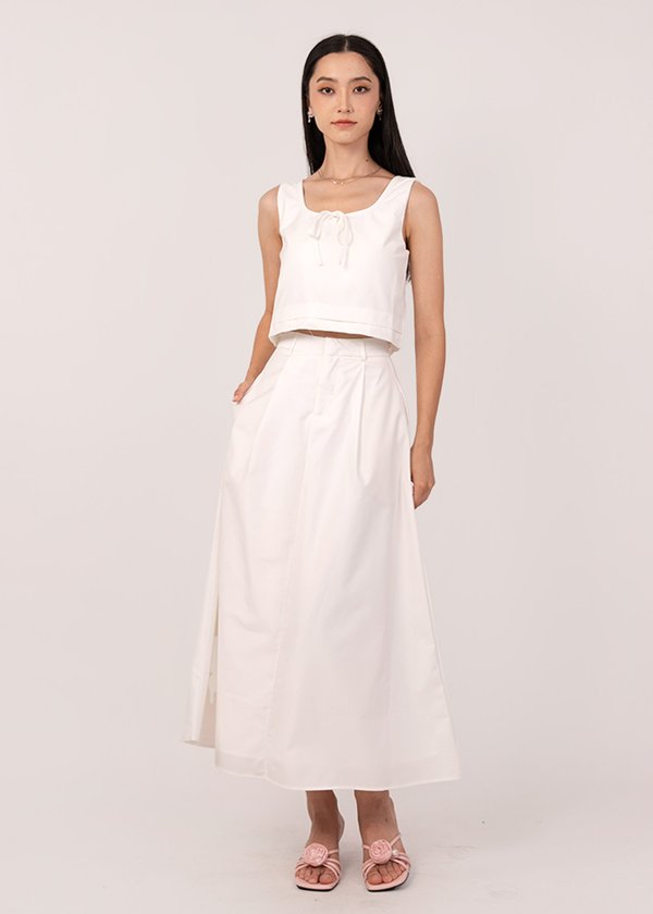 Aria Midi Skirt in White