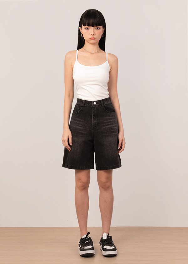 Off-Duty Denim Jorts in Black