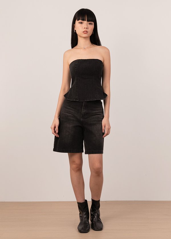 Off-Duty Denim Jorts in Black