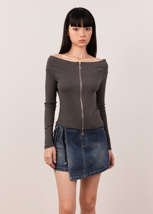 Lullaby Soft 2 Way Zipper Cardigan in Charcoal Grey