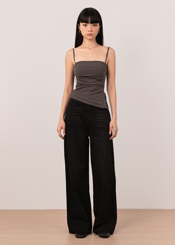 Solid As Always Asymmetrical Top in Charcoal Grey