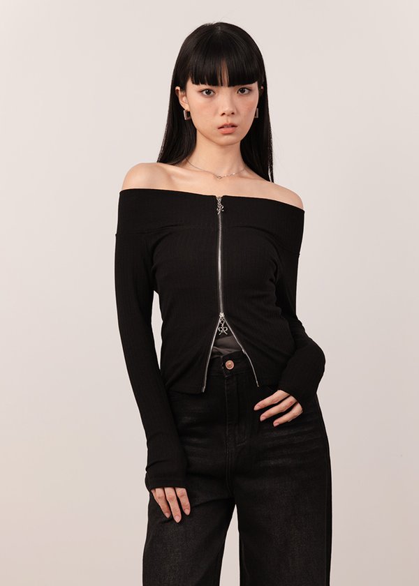Lullaby Soft 2 Way Zipper Cardigan in Black