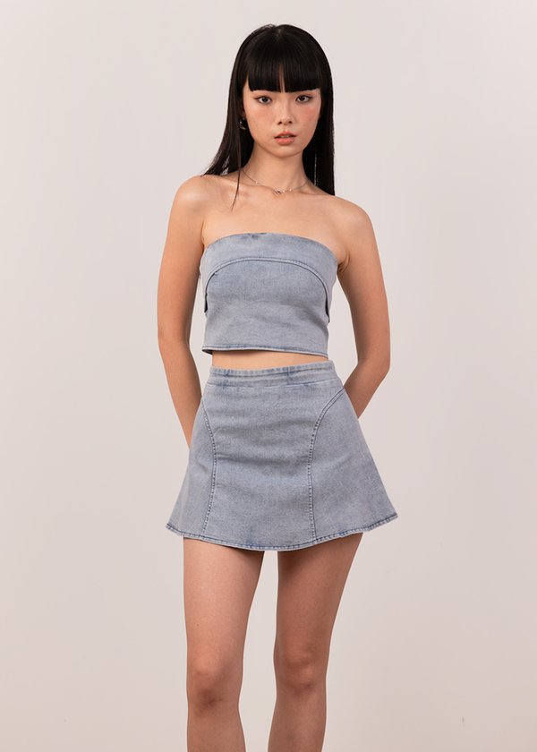 Stardust Denim Skorts in Light Denim