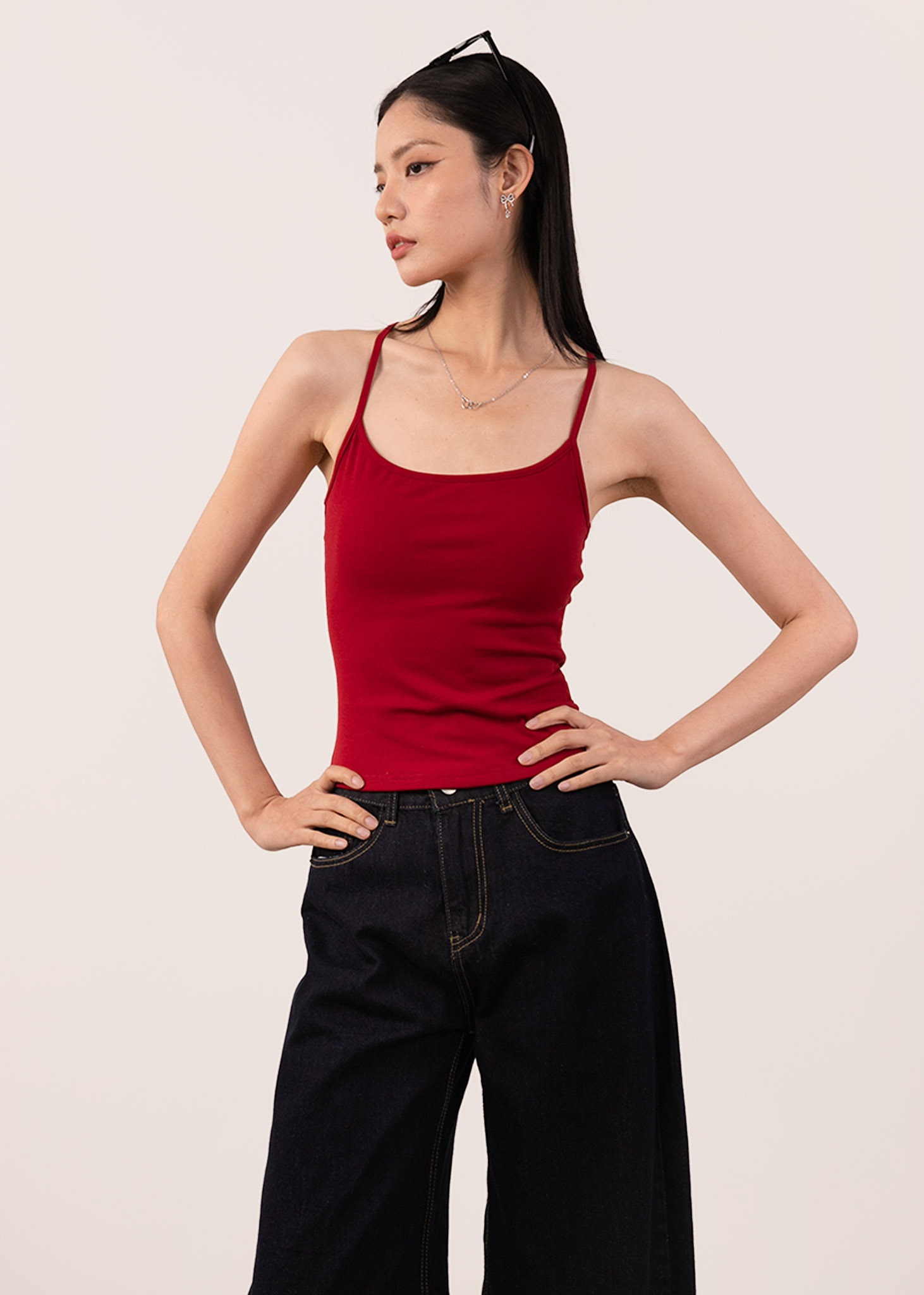 Best Of Basics Cross Tank Top in Cherry Red | 6STYLE