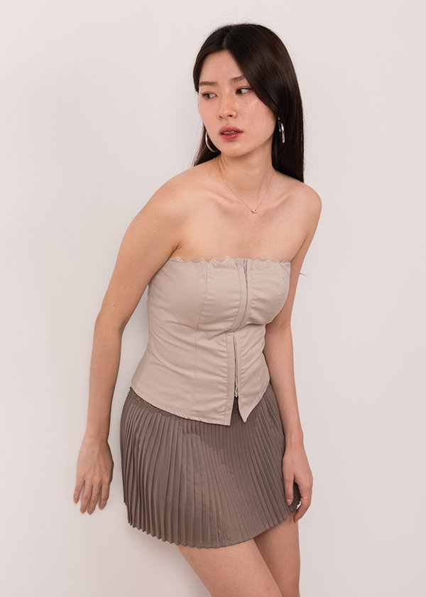 Bella Lace Corset Top in Taupe