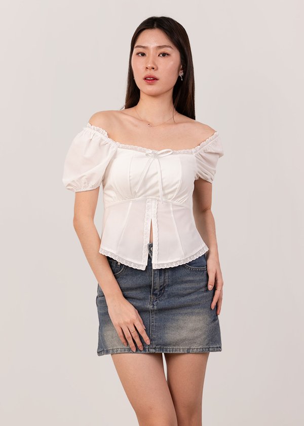 Moonbeam Puffy Sleeve Top in White