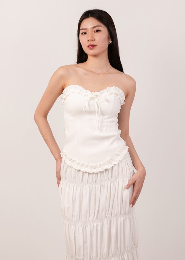 Contour Ruffles Corset Top in White