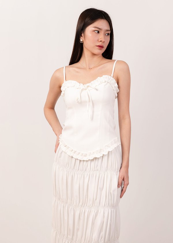 Contour Ruffles Corset Top in White
