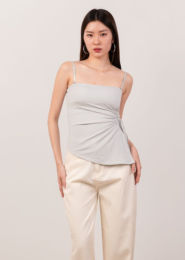 Thea Asymmetrical Ruched Top in Ice Blue
