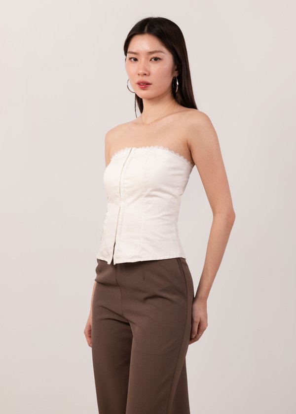 Bella Lace Corset Top in White