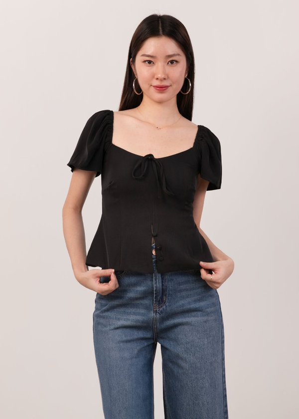Heartstring Flutter Top V3 in Black