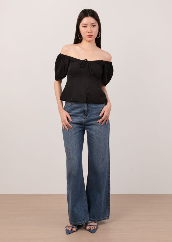 Heartstring Flutter Top V3 in Black