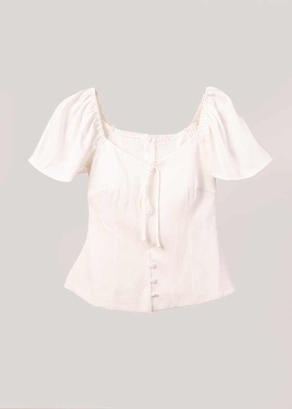 Heartstring Flutter Top V3 in White
