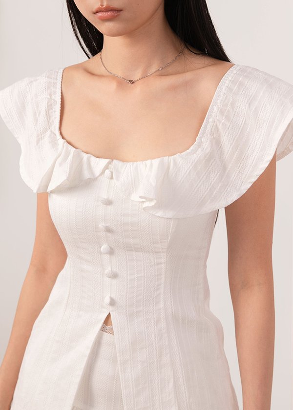 Layla Ruffles Longline Top in White