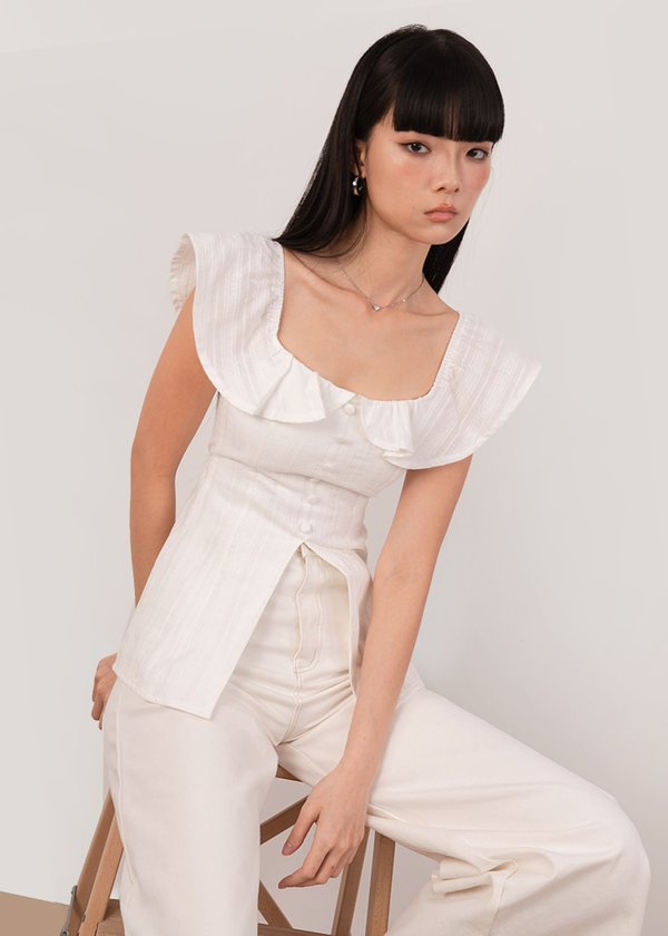 Layla Ruffles Longline Top in White
