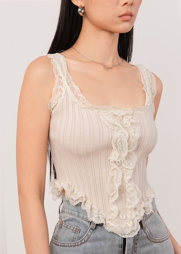 Vienna Ruffles Corset Top in Bone