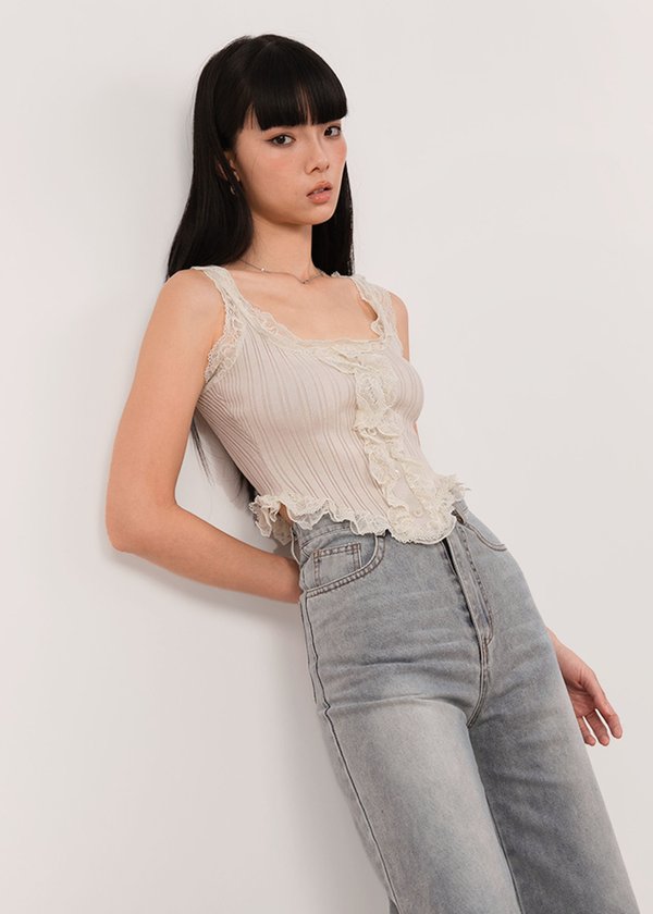Vienna Ruffles Corset Top in Bone