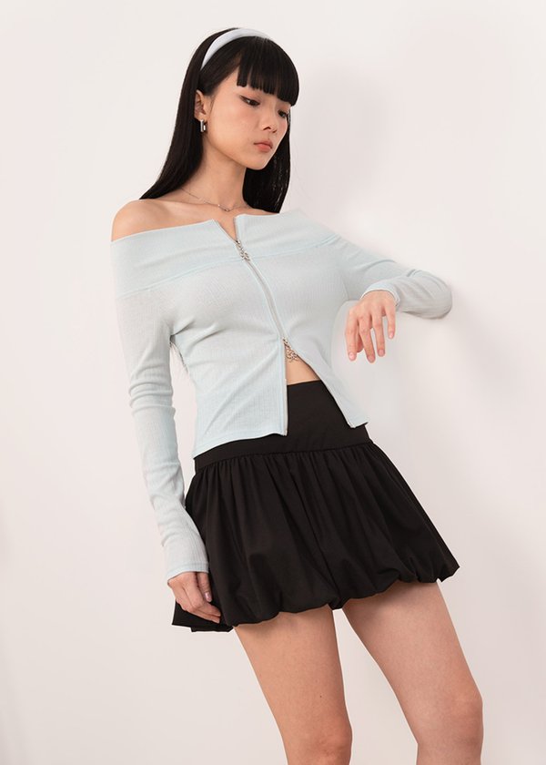 Lullaby Soft 2 Way Zipper Cardigan in Aqua Blue