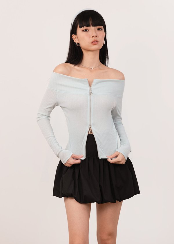 Lullaby Soft 2 Way Zipper Cardigan in Aqua Blue
