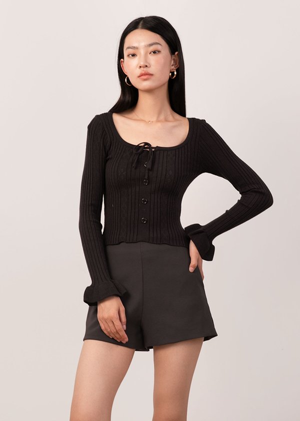 Hearthloom Ribbed Top in Jet Black