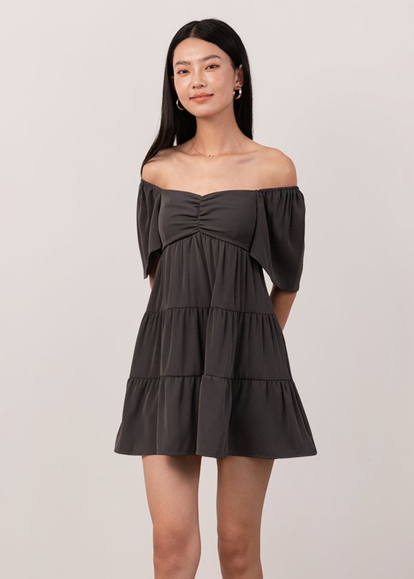 Lullabelle Babydoll Tier Dress Romper in Graphite