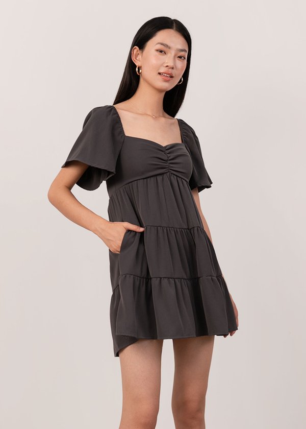 Lullabelle Babydoll Tier Dress Romper in Graphite