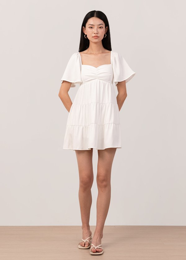 Lullabelle Babydoll Tier Dress Romper in White