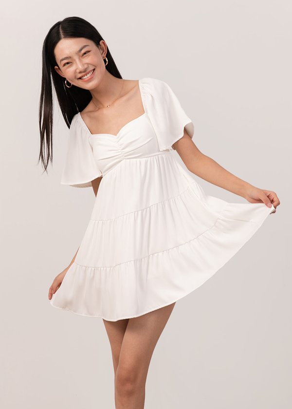 Lullabelle Babydoll Tier Dress Romper in White