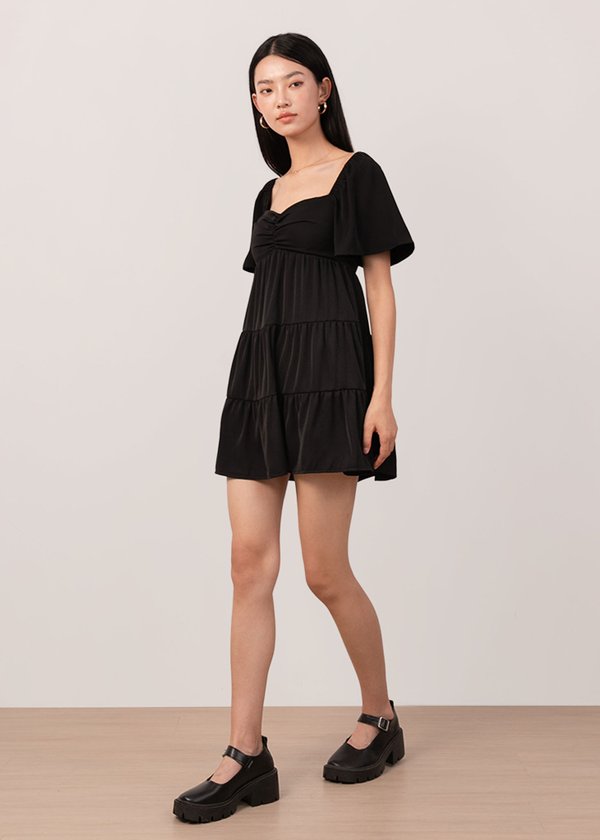 Lullabelle Babydoll Tier Dress Romper in Black
