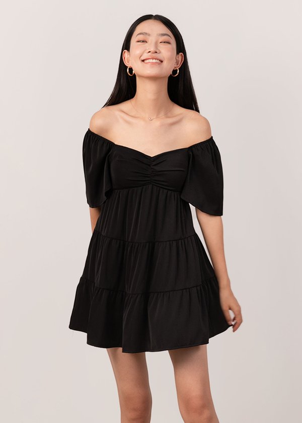 Lullabelle Babydoll Tier Dress Romper in Black