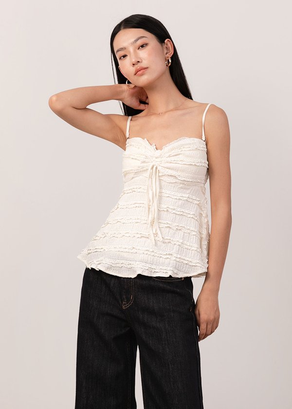 Poppy Peplum Top in Soft Cream