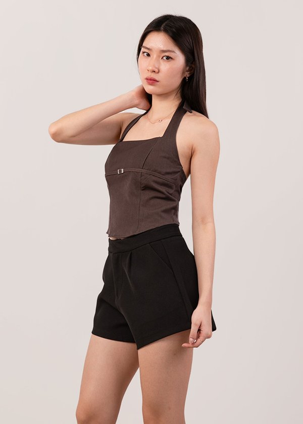 Game Girl Halter Top in Brunette Brown