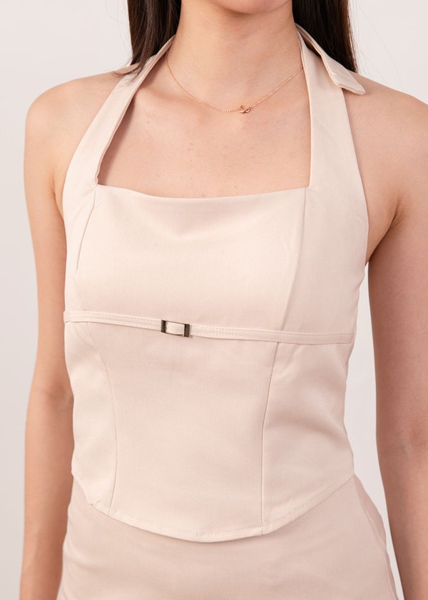Game Girl Halter Top in Light Champagne
