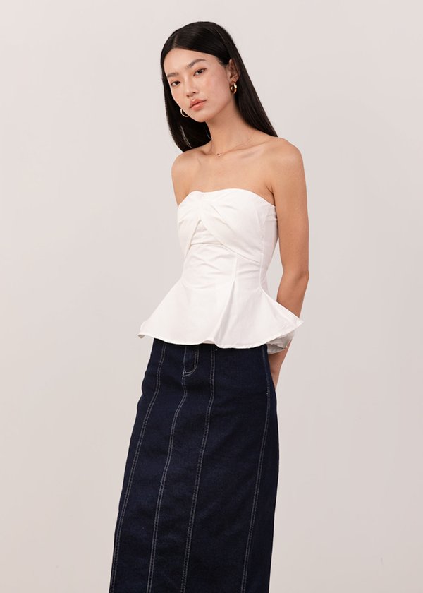 Knotline Pleated Top in White